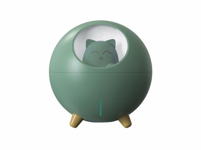 Humidificateur veilleuse - Modèle Planet Cat - Vert