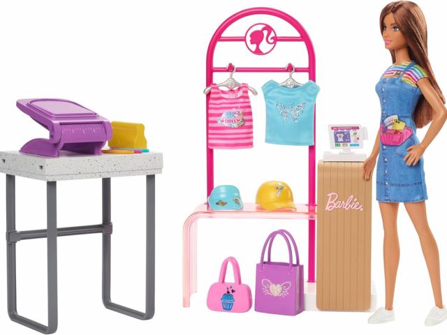 Barbie - Coffret Boutique Créations avec Portant et accessoires