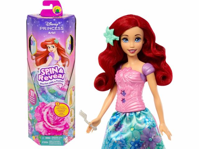 Mattel Disney Princess - Spin & Reveal - Poupée Ariel avec accessoires