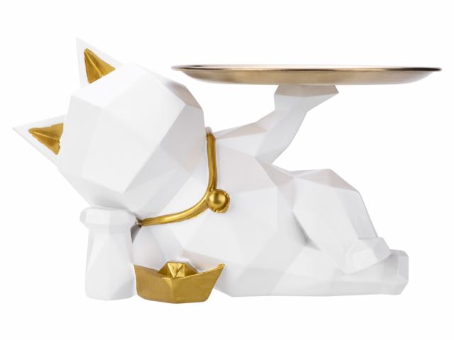 Décoration d'intérieur en résine - Modèle Chat Pacha - Blanc