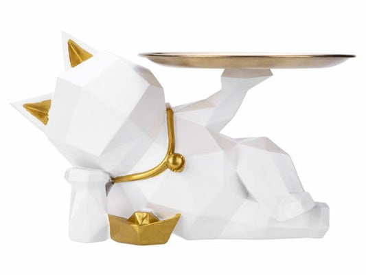 Décoration d'intérieur en résine - Modèle Chat Pacha - Blanc
