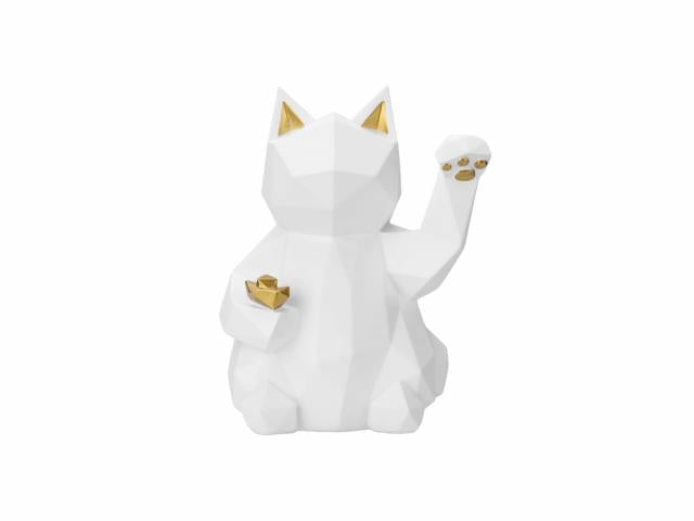 Décoration d'intérieur en résine - Modèle Lucky Cat - Blanc