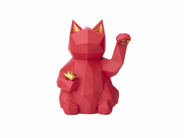 Décoration d'intérieur en résine - Modèle Lucky Cat - Rouge