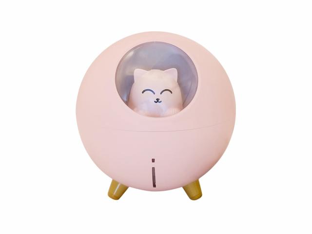 Humidificateur veilleuse - Modèle Planet Cat - Rose