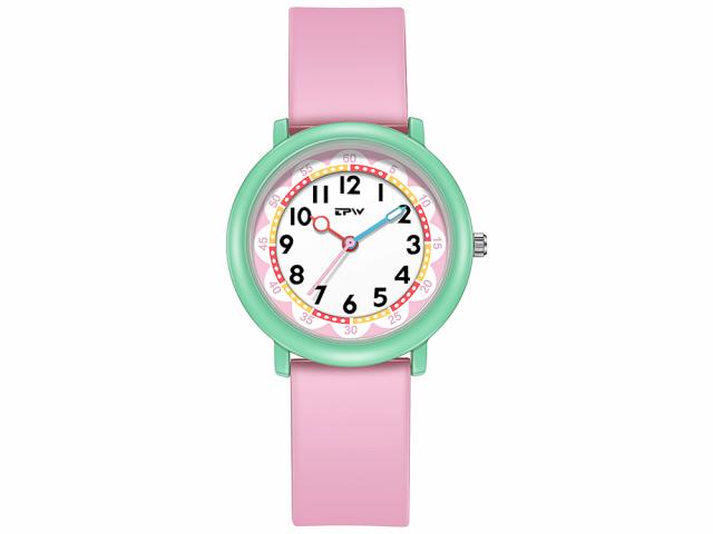 Montre enfant étanche à quartz - Modèle Flex - Rose/Verte