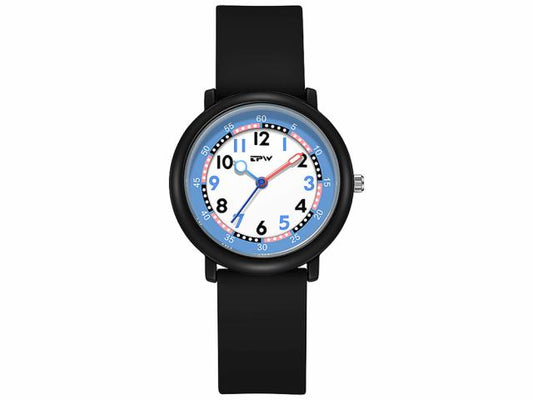 Montre enfant étanche à quartz - Modèle Flex - Noire/Bleue