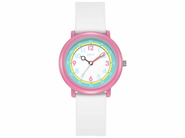 Montre enfant étanche à quartz - Modèle Flex - Blanche/Rose