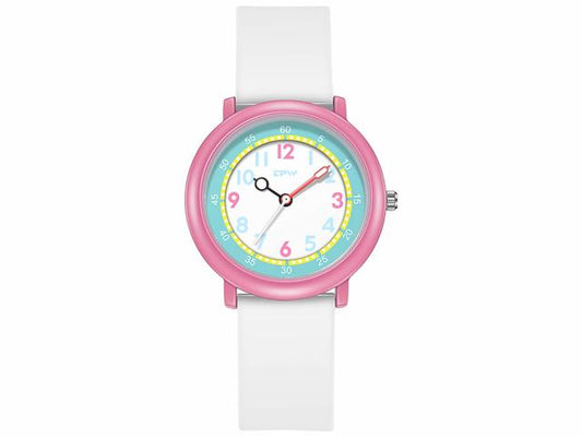 Montre enfant étanche à quartz - Modèle Flex - Blanche/Rose