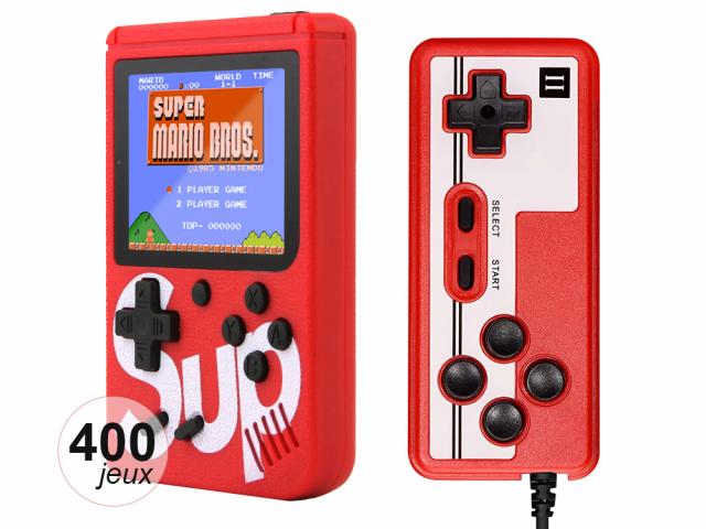 Console émulateur 400 jeux avec manette multijoueurs - Modèle Sup - Rouge