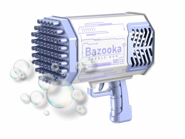Bazooka à bulles LED 69 trous - Modèle Bubble Gun - Violet