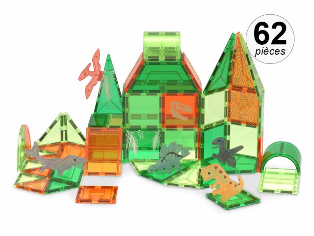 Jeu de construction magnétique - 62 pcs - Modèle Jurassic
