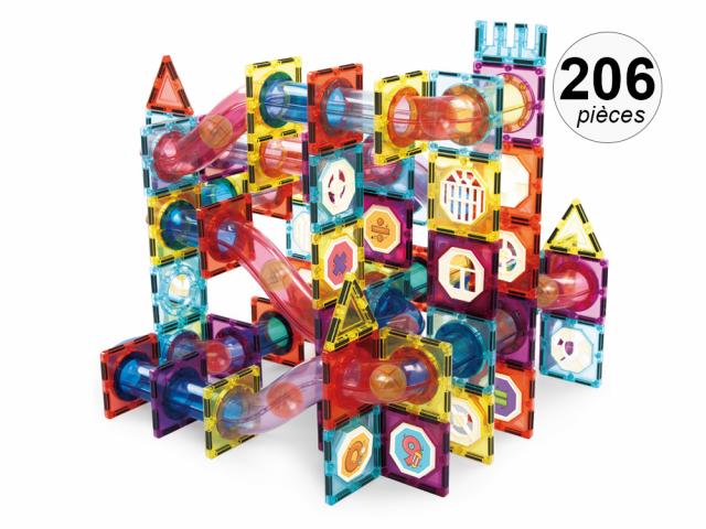 Jeu de construction magnétique intéractif - 206pcs - Modèle Marble Roller II