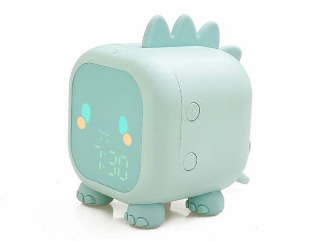 Réveil animé rétroéclairé - Modèle Mon Petit Dino - Vert d'eau