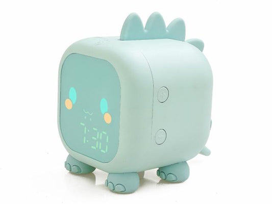 Réveil animé rétroéclairé - Modèle Mon Petit Dino - Vert d'eau
