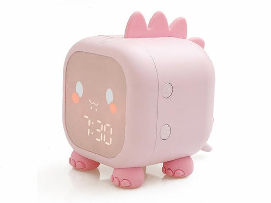 Réveil animé rétroéclairé - Modèle Mon Petit Dino - Rose