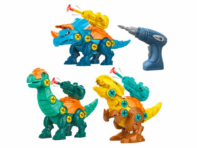 Dinosaures 3en1 à assembler avec visseuse et cible