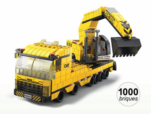 Jeu de construction 6 en 1 - Thème Chantier - 1000 briques