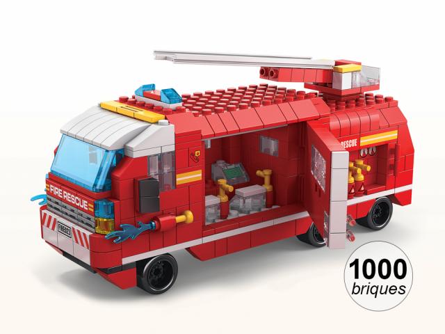 Jeu de construction 6 en 1 - Thème Pompier - 1000 briques