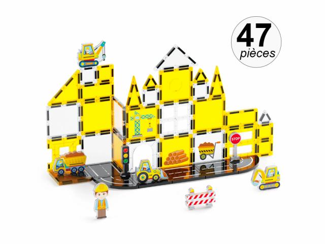 Jeu de construction magnétique - Thème Chantier - 47 pcs