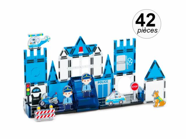 Jeu de construction magnétique - Thème Police - 42 pcs