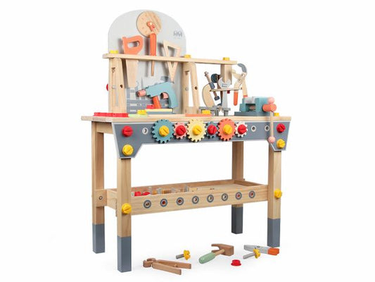 Établi en bois avec accessoires