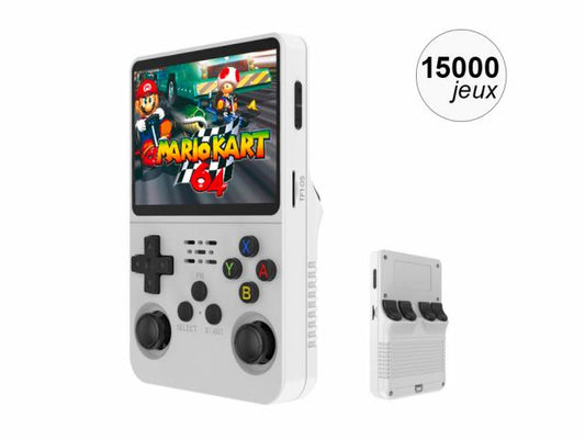 Console émulateur 15000 jeux HD 64 GB 3,5 pouces - Modèle ProX - Coloris Blanc
