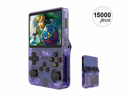 Console émulateur 15000 jeux HD 64 GB 3,5 pouces - Modèle ProX - Coloris Violet