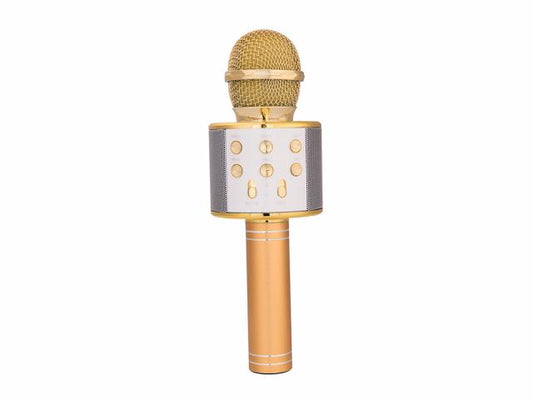 Micro karaoké Bluetooth avec fonction enregistrement et carte micro-SD - Or