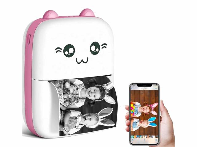 Imprimante portable thermique Bluetooth - Modèle Cat - Coloris Rose