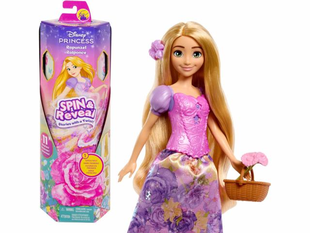 Mattel Disney Princess - Spin & Reveal - Poupée Raiponce avec accessoires